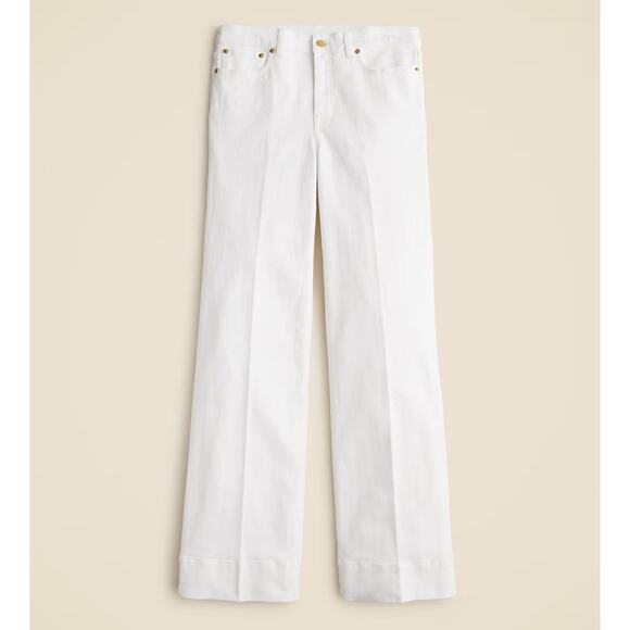 J.Crew '96 Denim Trouser Jean WMNS 30 White High Rise Wide Leg Stretchy Zip Fly - Picture 2 of 8